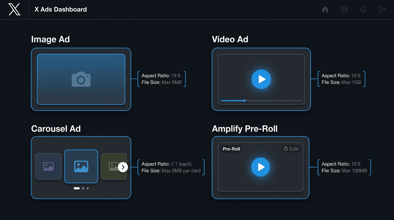 X Ad Specs 2026: Image, Video, Carousel & Amplify Ad Sizes You Need