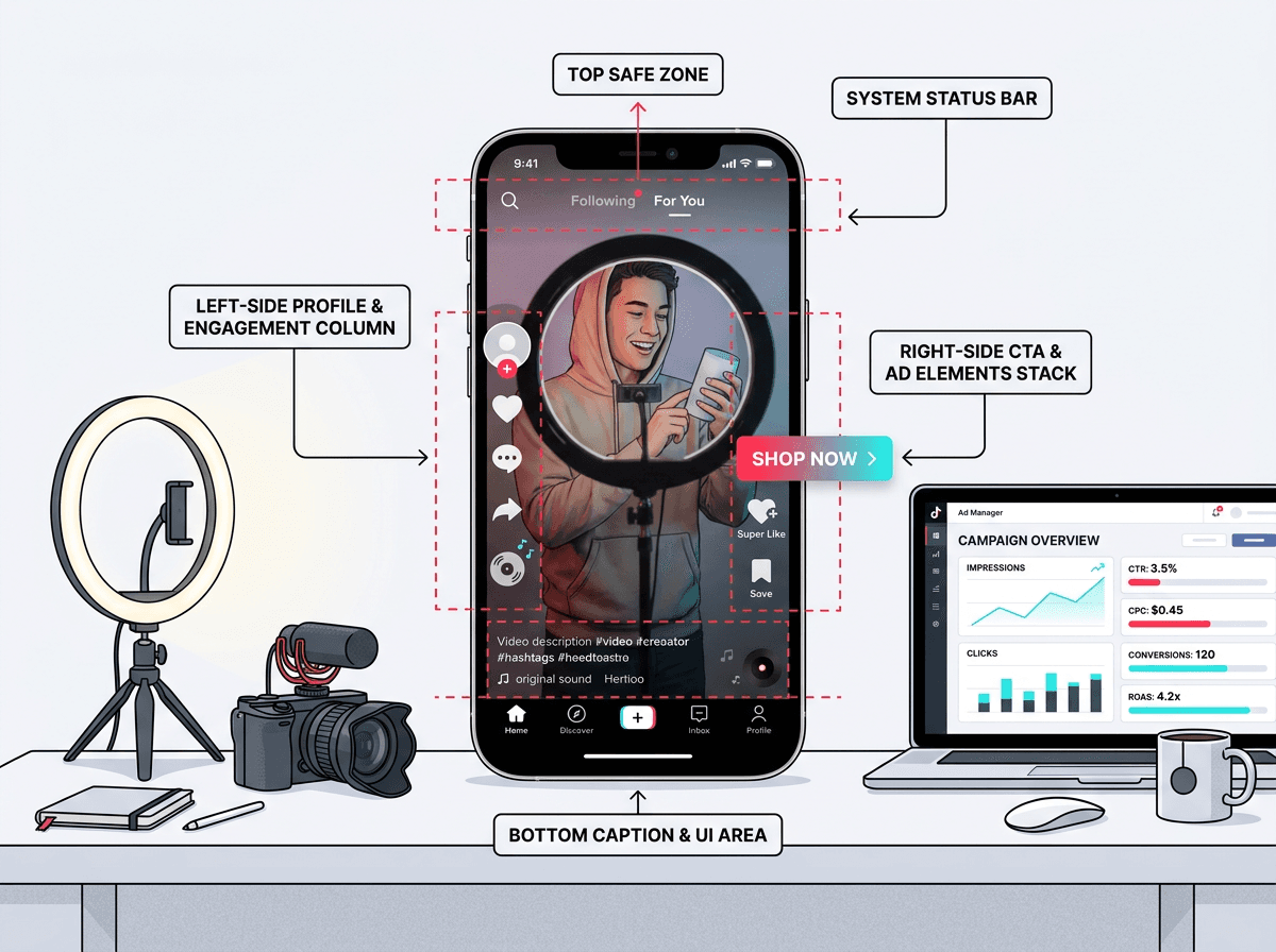 TikTok Ad Specs 2026: Video, Spark Ads, Safe Zones & File Size Guide