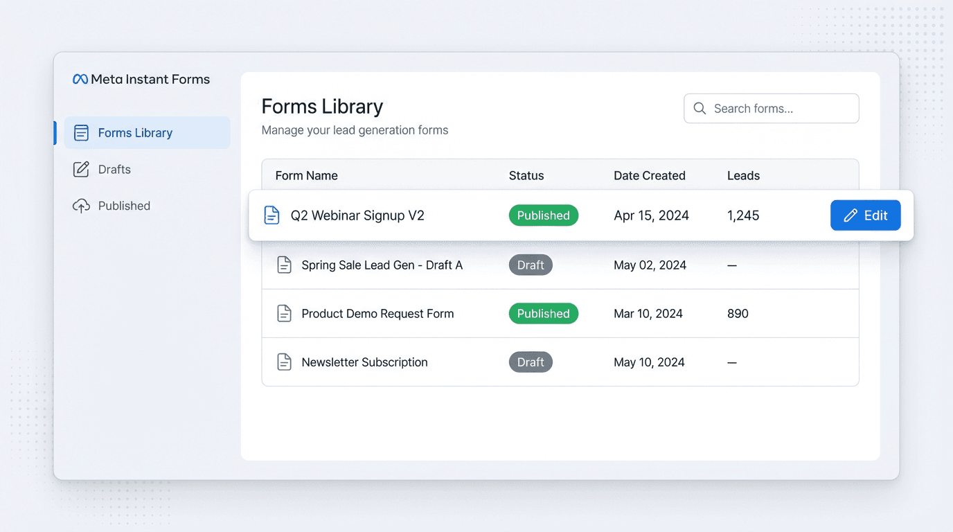 Meta Instant Forms Update: How to Organize, Edit, and Manage Lead Forms Faster